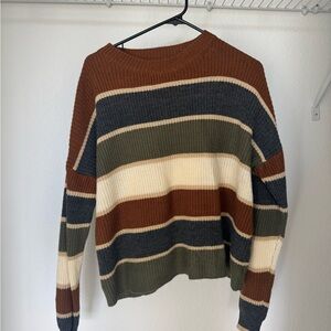 SHEIN Earthy Tones Striped Sweater